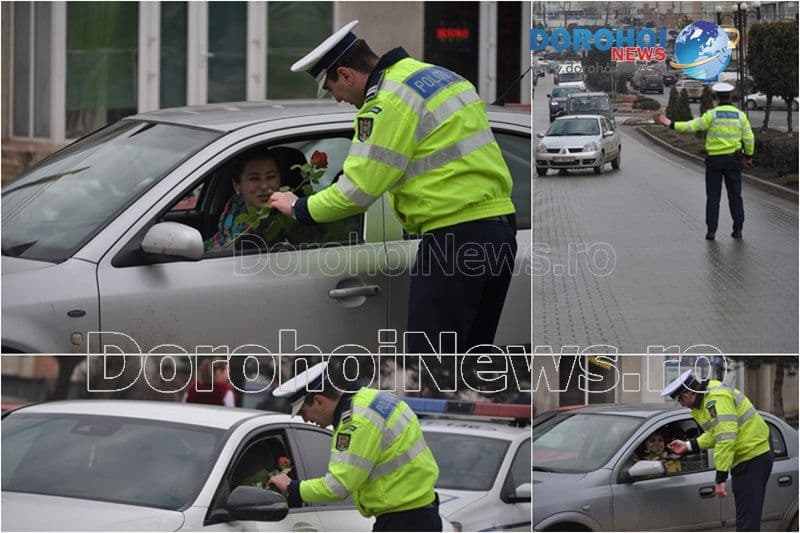 Șoferițe „amendate” cu flori de Poliția Rutieră Dorohoi - FOTO