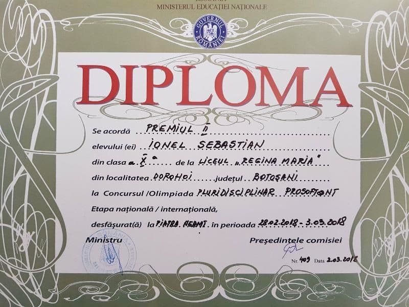 Liceul „Regina Maria” din Dorohoi - succes la Concursul Național Interdisciplinar PROSOFT@NT
