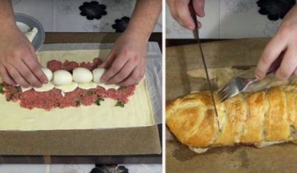 Ruladă cu carne și ouă fierte