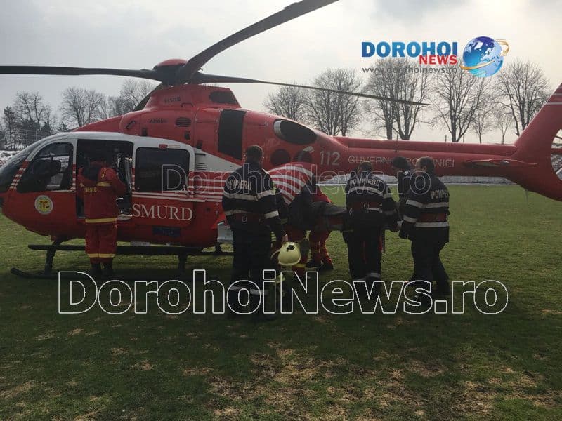 Bărbat preluat de urgență de la Dorohoi, de elicopterul SMURD - FOTO