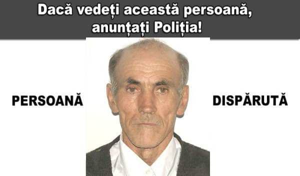 Persoană dispărută: Poliția caută un bătrân care a plecat și nu a mai revenit la domiciliu