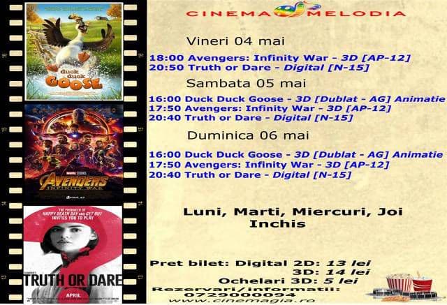 Vezi ce filme vor rula la Cinema „MELODIA” Dorohoi, în săptămâna 4 – 10 mai – FOTO