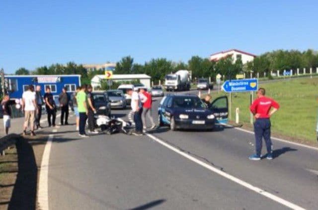 Motociclist rănit grav după ce a fost lovit puternic de o autoutilitară pe drumul Botoșani-Suceava