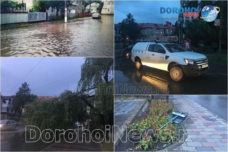 Copaci și crengi rupte de vânt la Dorohoi! Furtuna a afectat mai puternic nord-estul județului - FOTO