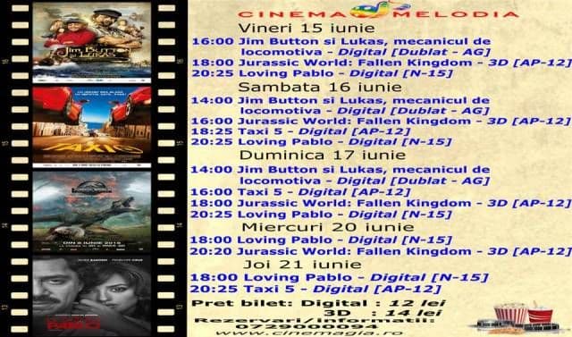 Vezi ce filme vor rula la Cinema „MELODIA” Dorohoi, în săptămâna 15 – 21 iunie – FOTO
