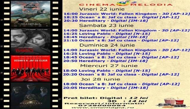 Vezi ce filme vor rula la Cinema „MELODIA” Dorohoi, în săptămâna 22 – 28 iunie – FOTO