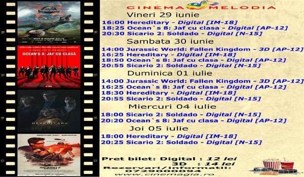 Vezi ce filme vor rula la Cinema „MELODIA” Dorohoi, în săptămâna 29 iunie – 5 iulie – FOTO