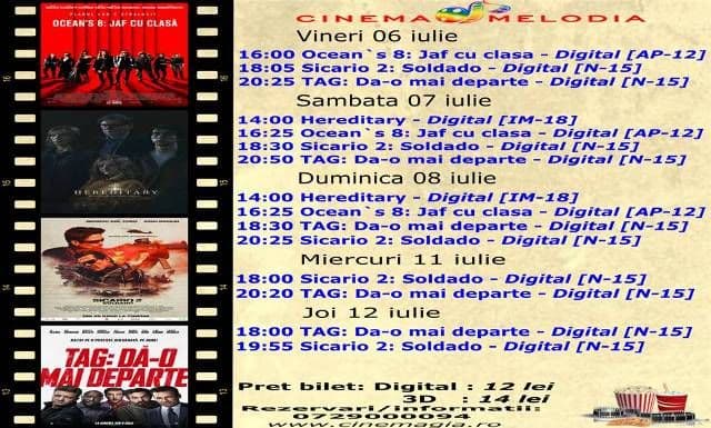 Vezi ce filme vor rula la Cinema „MELODIA” Dorohoi, în săptămâna 6 – 12 iulie – FOTO