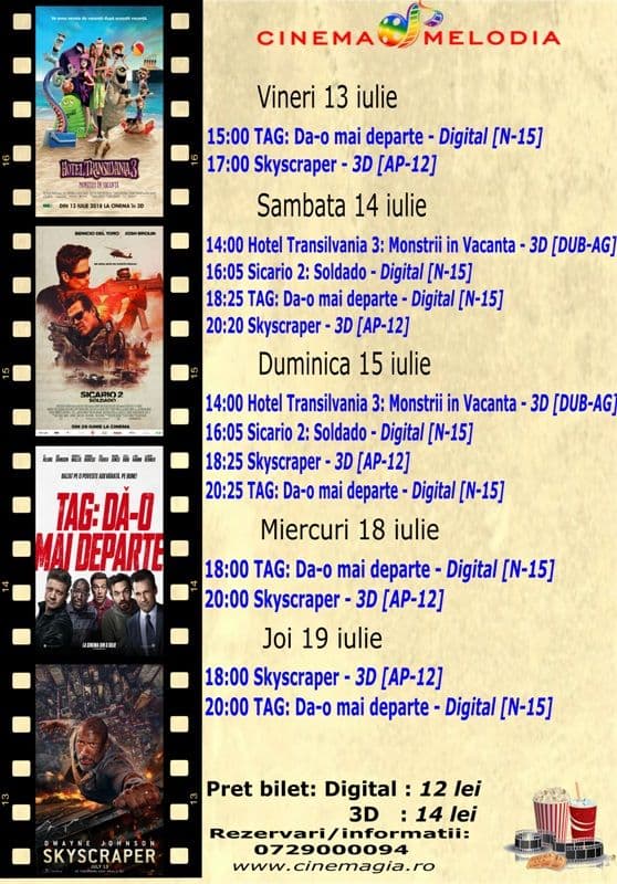 Vezi ce filme vor rula la Cinema „MELODIA” Dorohoi, în săptămâna 13 – 19 iulie – FOTO