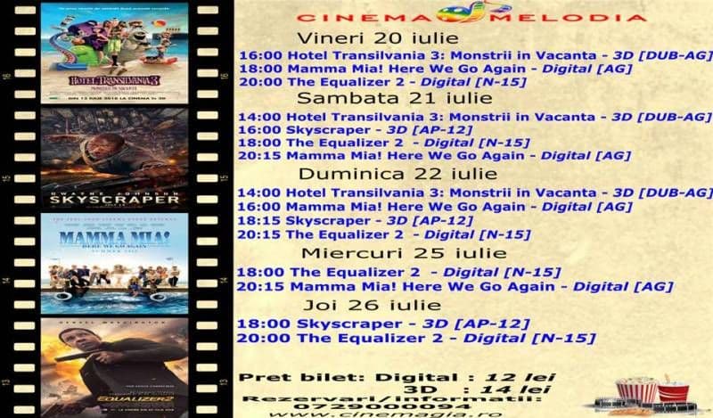 Vezi ce filme vor rula la Cinema „MELODIA” Dorohoi, în săptămâna 20 – 26 iulie – FOTO