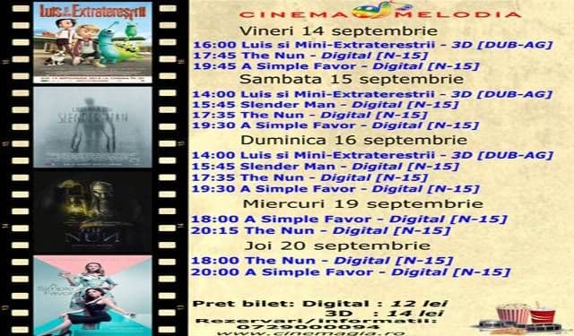 Vezi ce filme vor rula la Cinema „MELODIA” Dorohoi, în săptămâna 14 – 20 septembrie – FOTO