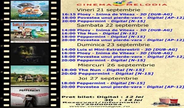 Vezi ce filme vor rula la Cinema „MELODIA” Dorohoi, în săptămâna 21 – 27 septembrie – FOTO