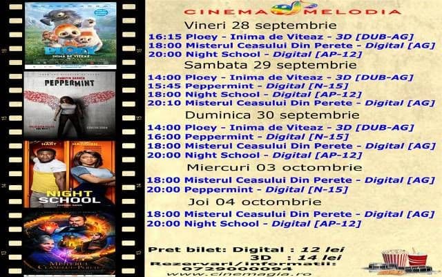 Vezi ce filme vor rula la Cinema „MELODIA” Dorohoi, în săptămâna 28 septembrie – 04 octombrie – FOTO