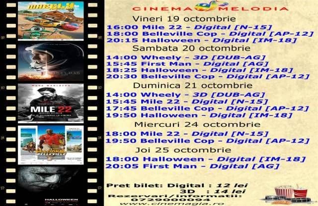 Vezi ce filme vor rula la Cinema „MELODIA” Dorohoi, în săptămâna 19 - 25 octombrie – FOTO