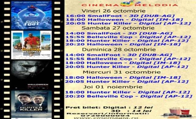 Vezi ce filme vor rula la Cinema „MELODIA” Dorohoi, în săptămâna 26 octombrie – 1 noiembrie – FOTO