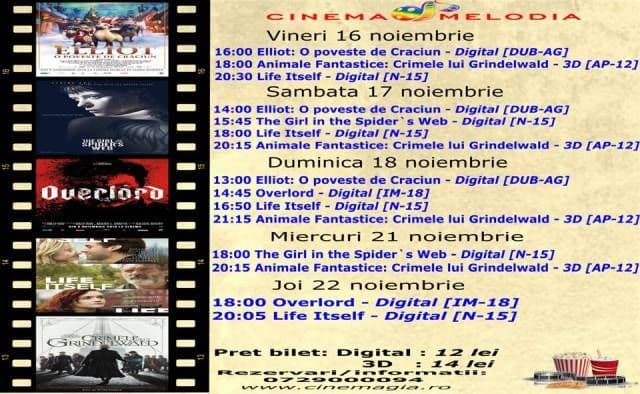Vezi ce filme vor rula la Cinema „MELODIA” Dorohoi, în săptămâna 16 – 22 noiembrie – FOTO
