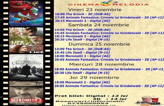 Vezi ce filme vor rula la Cinema „MELODIA” Dorohoi, în săptămâna 23 – 29 noiembrie – FOTO