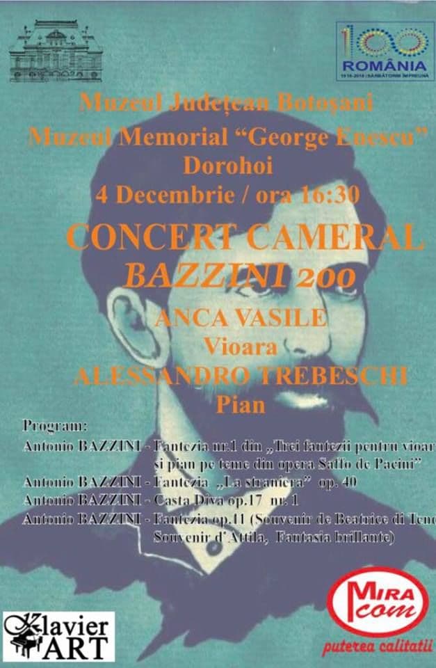 Concert cameral la Muzeul „George Enescu” din Dorohoi susținut de Anca Vasile și Alessandro Trebeschi