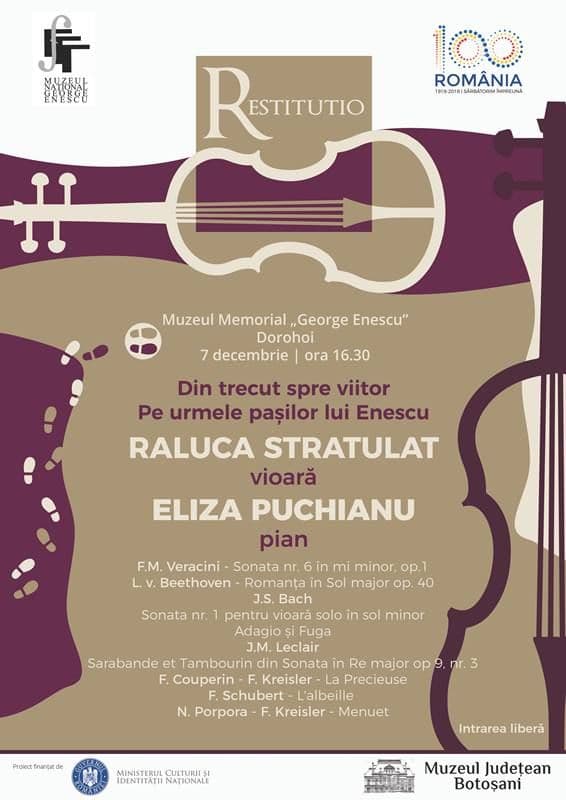 „Din trecut spre viitor. Pe urmele pașilor lui Enescu” concert la Muzeul Memorial „George Enescu” Dorohoi
