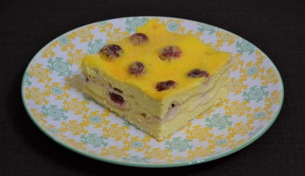 Lasagna dulce, cu brânză şi vişine