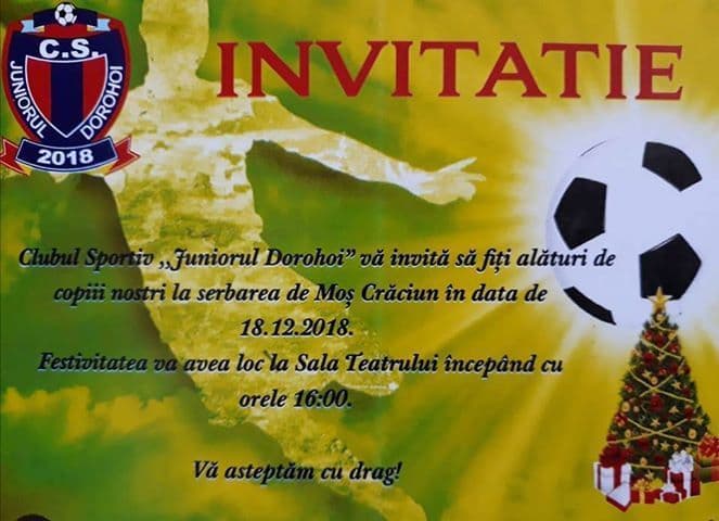 Moș Crăciun va premia copiii de la Clubul Sportiv „Juniorul” Dorohoi