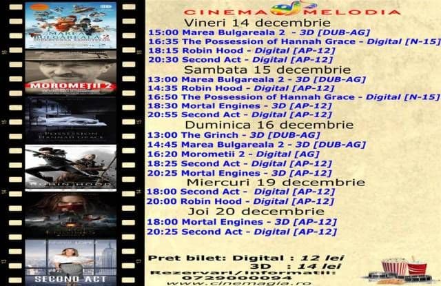 Vezi ce filme vor rula la Cinema „MELODIA” Dorohoi, în săptămâna 14 – 20 decembrie – FOTO