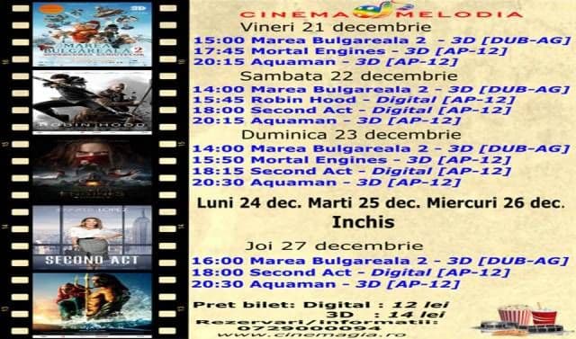 Vezi ce filme vor rula la Cinema „MELODIA” Dorohoi, în săptămâna 21 – 27 decembrie – FOTO