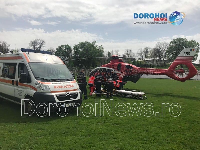 Bărbat în comă preluat de urgență de elicopterul SMURD de la Dorohoi - FOTO