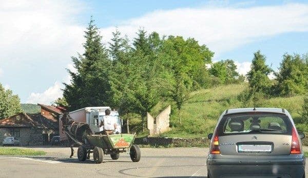 Scandal între un căruţaş şi poliţiştii rutieri. Bărbatul în stare de ebrietate a blocat circulația pe un drum european