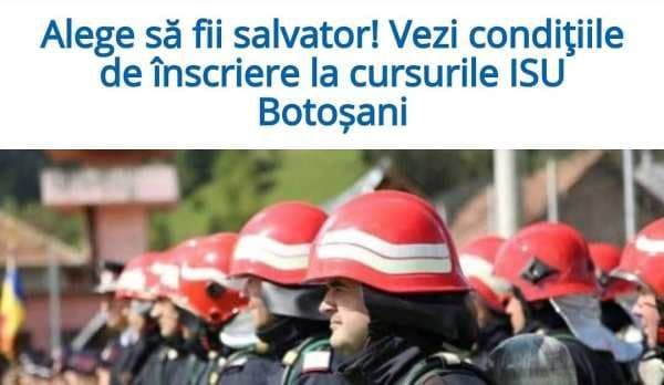 ISU Botoşani continuă activitatea de recrutare! Alege să fii salvator!