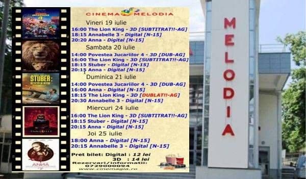 Vezi ce filme vor rula la Cinema „MELODIA” Dorohoi, în săptămâna 19 – 25 iulie – FOTO