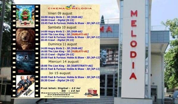 Vezi ce filme vor rula la Cinema „MELODIA” Dorohoi, în săptămâna 9 – 15 august – FOTO