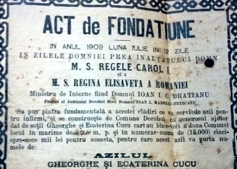 Azilul „Gheorghe și Ecaterina Cucu” din Dorohoi - 110 ani de existență