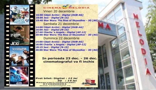 Vezi ce filme vor rula la Cinema „MELODIA” Dorohoi, în săptămâna 20 – 26 decembrie – FOTO