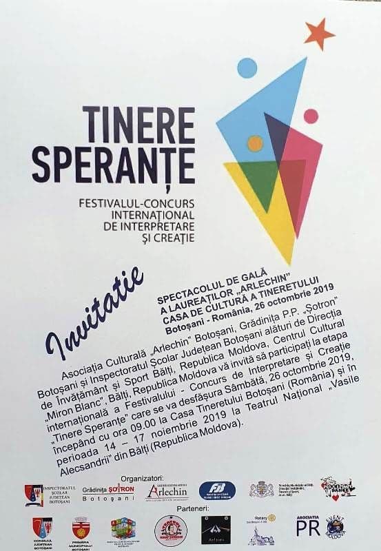 Invitatie - Tinere Sperante Romania 2019 - scoala de dans arlechin botosani