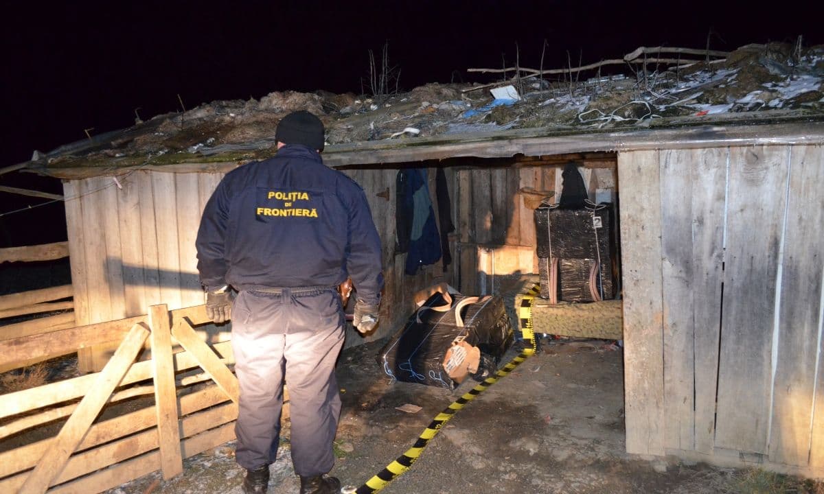 Ţigări de contrabandă ascunse la o stână, descoperite de polițiștii de frontieră de la Darabani - FOTO