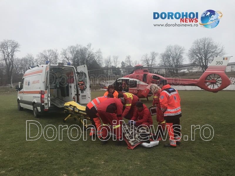 Bărbat de 65 de ani preluat de urgență de la Dorohoi de elicopterul SMURD - FOTO