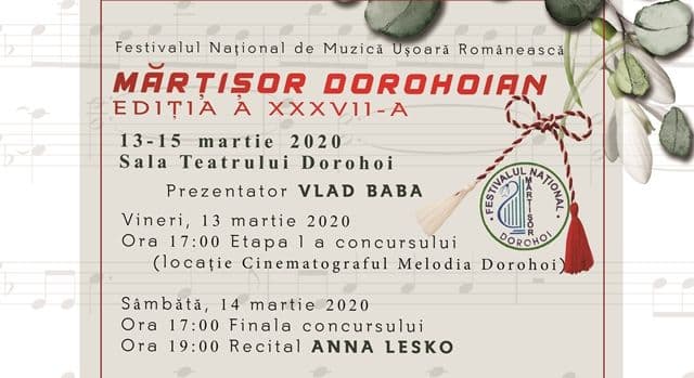 Festivalul „Mărțișor Dorohoian” 2020 - Dan Bitman și Anna Lesko vor cânta în recital!