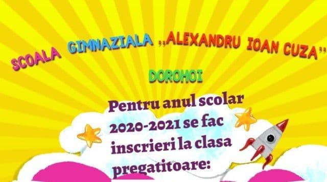 Înscrieri în clasa pregătitoare la Școala Gimnazială „Alexandru Ioan Cuza” Dorohoi
