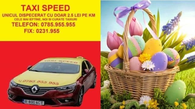 Echipa Taxi SPEED Dorohoi vă urează sărbători pascale cu sănătate și liniște sufletească