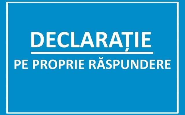 Atenție! Nu părăsiți localitatea fără declarația pe propria răspundere pentru starea de alertă. Vezi noul model!