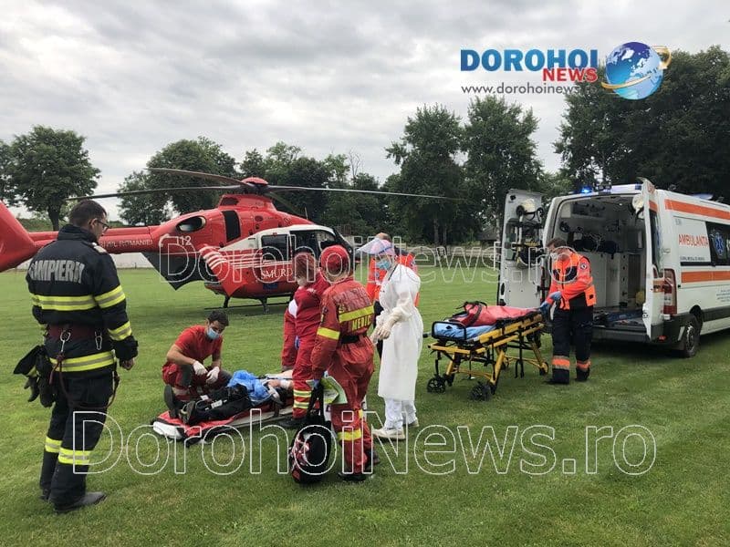 Bărbat din Hilișeu-Horia preluat de urgență de elicopterul SMURD de la Dorohoi - FOTO