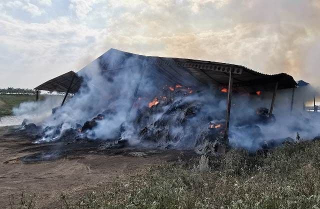Incendiu puternic în județul Botoșani! Un depozit de furaje a fost cuprins de flăcări - FOTO