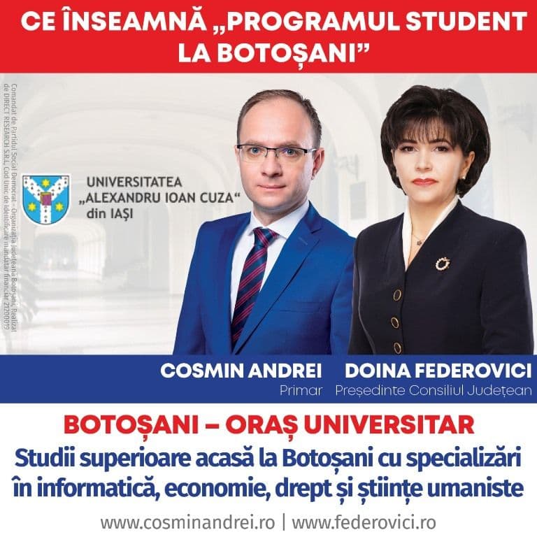 Cosmin Andrei: „Am început identificarea spațiilor pentru găzduirea în Botoșani a facultăților de la Universitatea Alexandru Ioan Cuza din Iași”