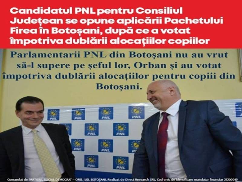 Candidatul PNL pentru Consiliul Județean se opune aplicării Pachetului Firea în Botoșani, după ce a votat împotriva dublării alocațiilor copiilor