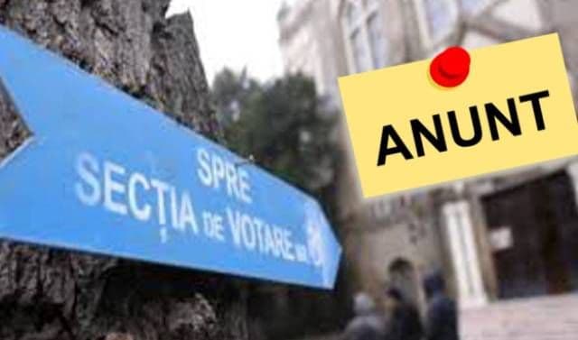 Anunț privind delimitarea și numerotarea secțiilor de votare - Alegeri Publice Locale 2020
