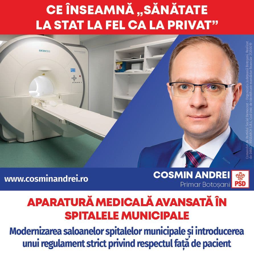 Cosmin Andrei: „Botoșănenii merită condiții de sănătate la stat ca la privat!”