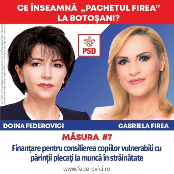 Consilierea și serviciile psiho-sociale pentru copiii din Botoșani cu părinții plecați la muncă în străinătate sunt priorități ale candidaților PSD