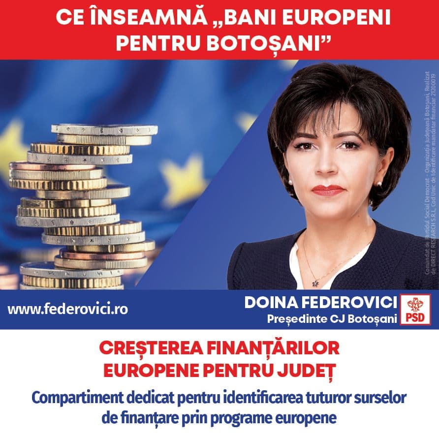 Federovici: „Voi aduce bani europeni pentru dezvoltarea județului Botoșani prin toate programele, inclusiv prin mecanismul ITI - Țara de Sus, Investiț
