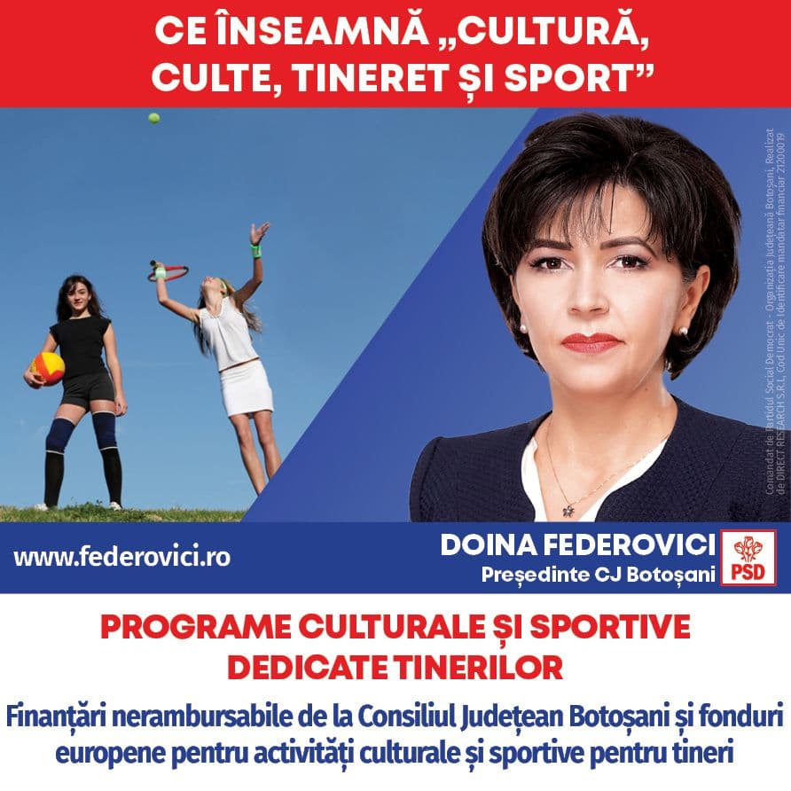 Doina Federovici: La Consiliul Județean voi repune Botoșaniul pe harta turistică a României prin valorificarea turismului cultural, ecumenic și al tra